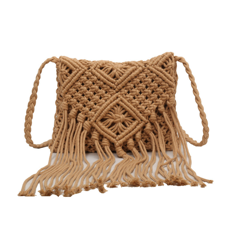 Wholesale Bohemian Tassel Cotton Straw Woven Bag Crossbody Bag Beach Bag