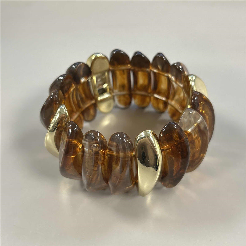 Wholesale Marble Pattern Exaggerated Color Resin Retro Geometric Circular Dyeing Transparent Bracelet