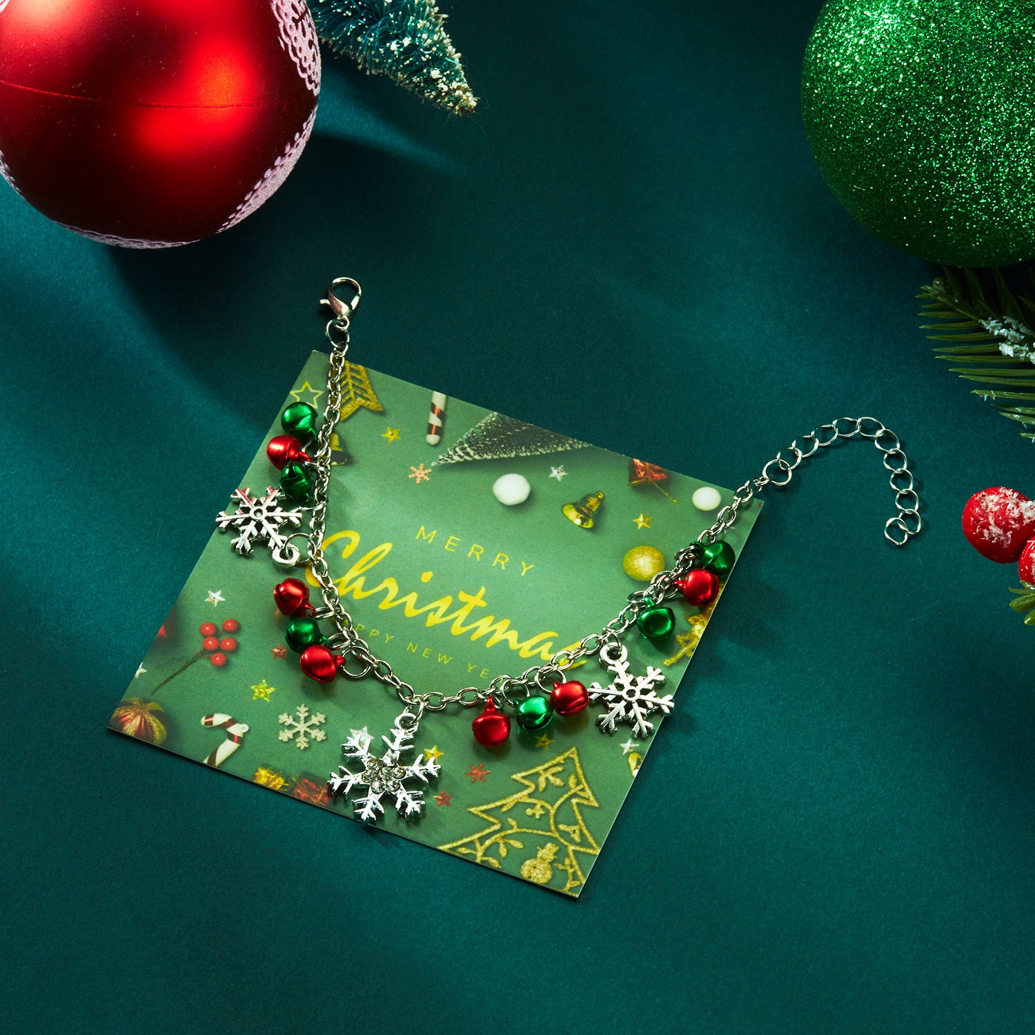 Wholesale Colorful bell and diamond snowflake Necklace Set