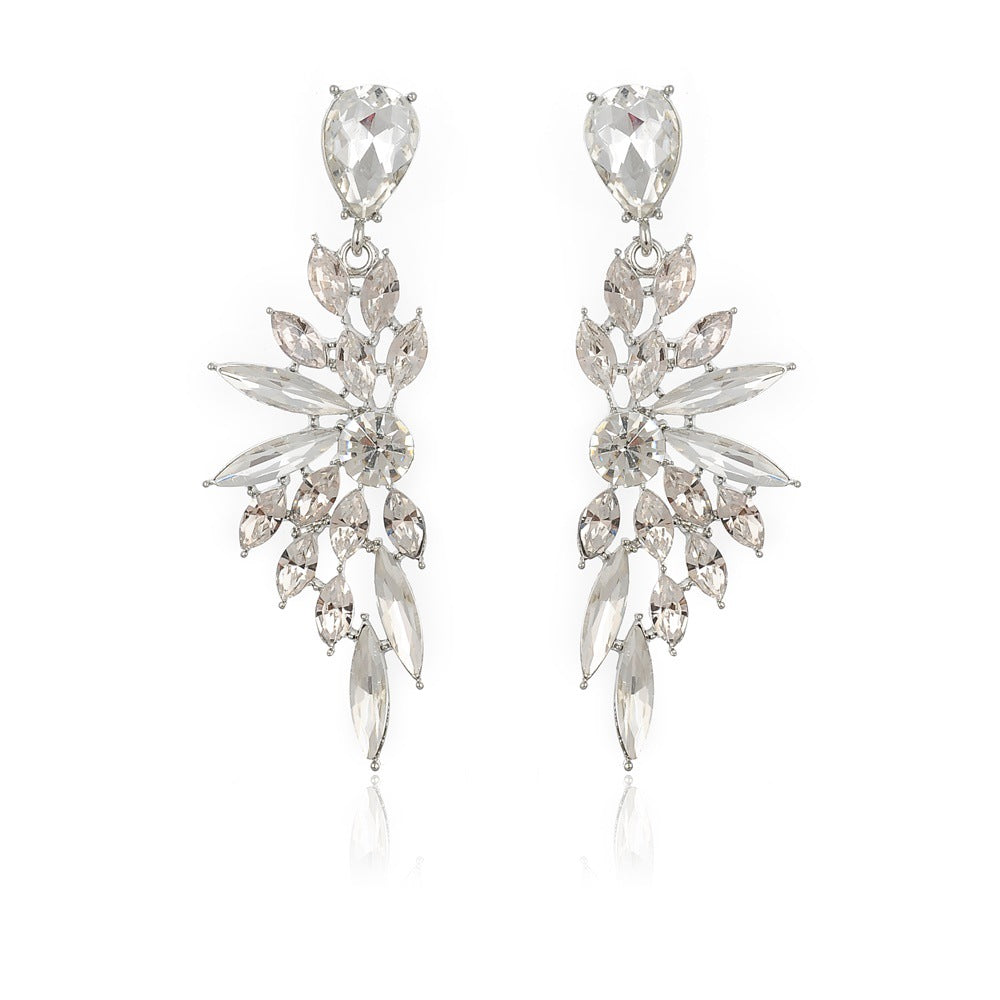 Wholesale Crystal Symmetrical Wings Zinc Alloy Earrings