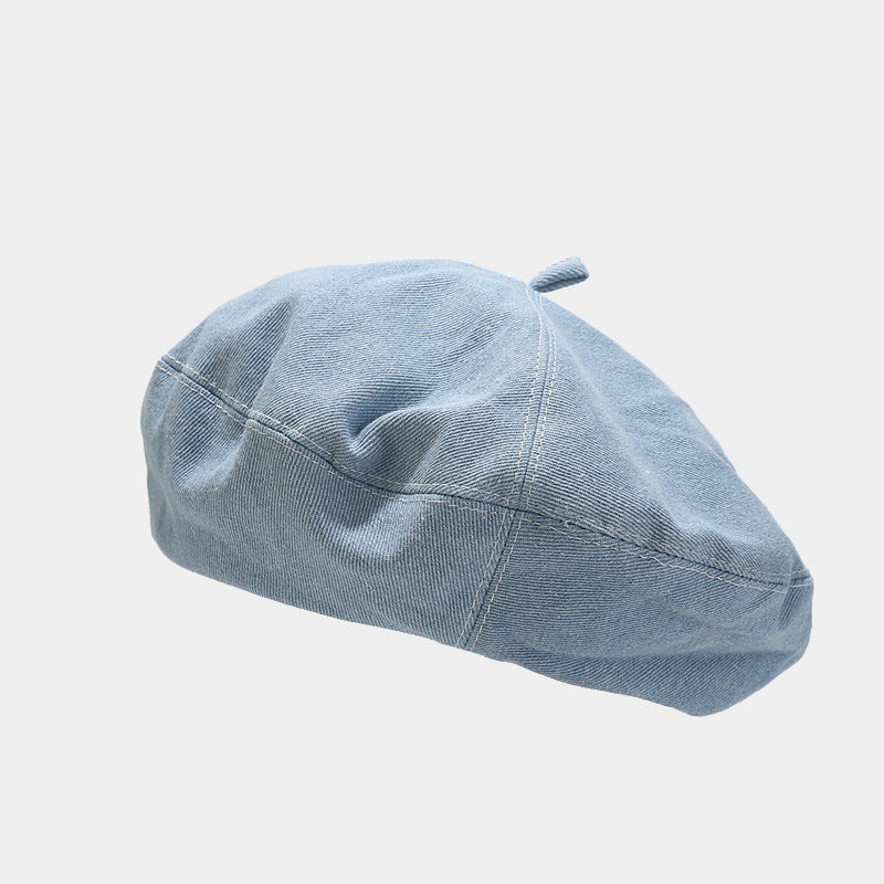 Wholesale Street Fashion All-match Denim Simple Solid Color Casual Art Newsboy Hat Beret