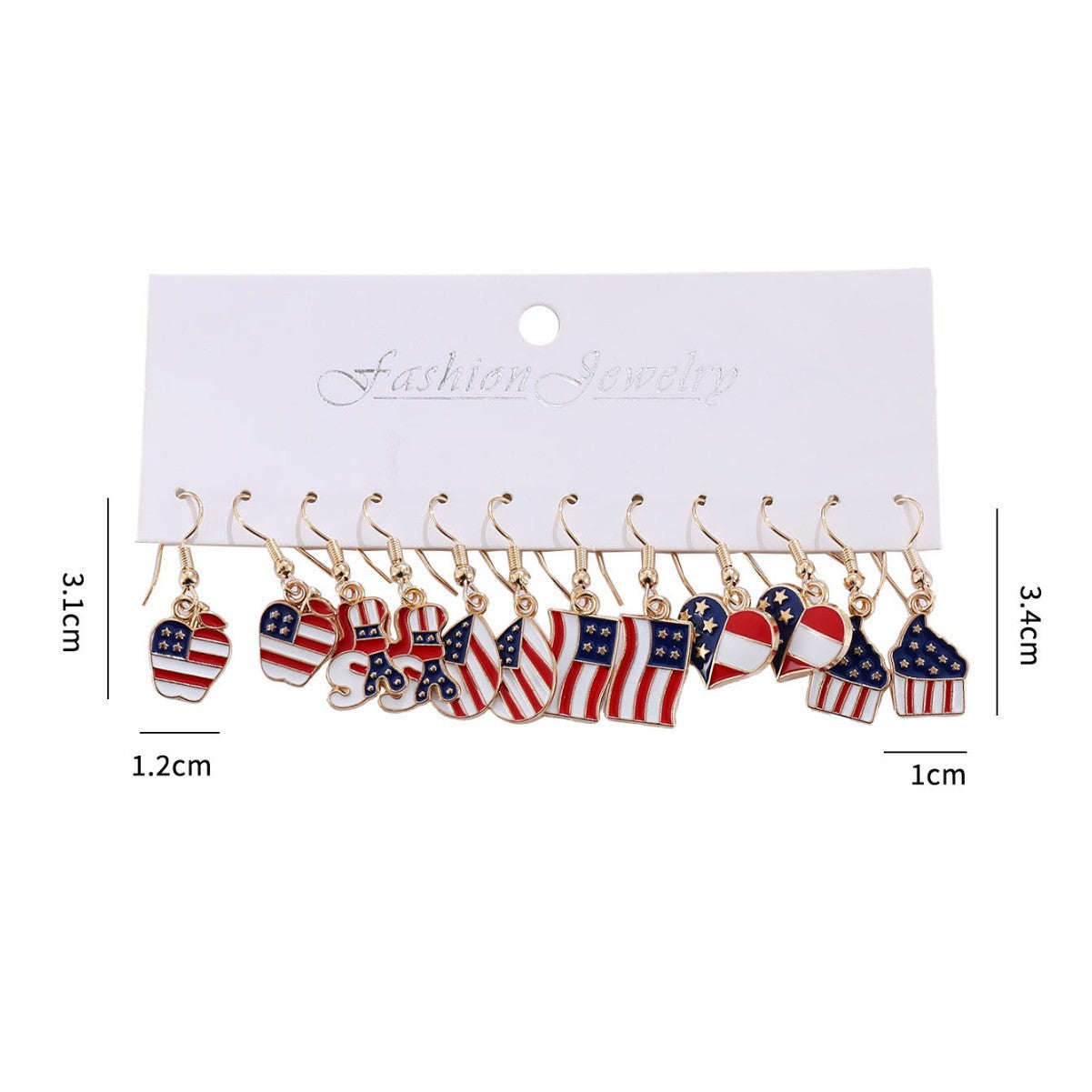 Wholesale Independence Day red  white blue star striped slipper earring set