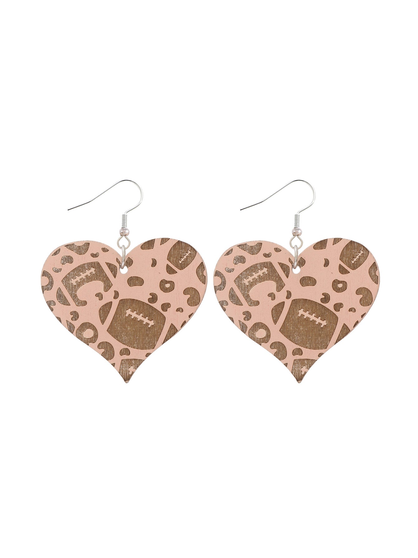 Wholesale Plaid Striped English Letter LOVE Wooden Heart-shaped Earrings