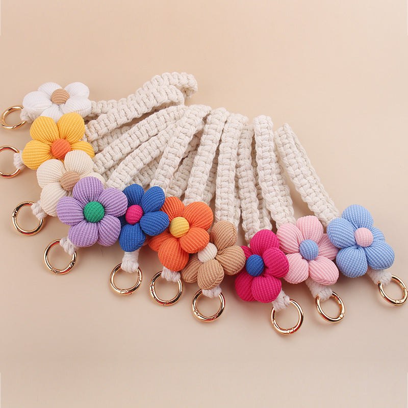 Wholesale Cute Flower Cotton Pure Handmade Heaving Keychain