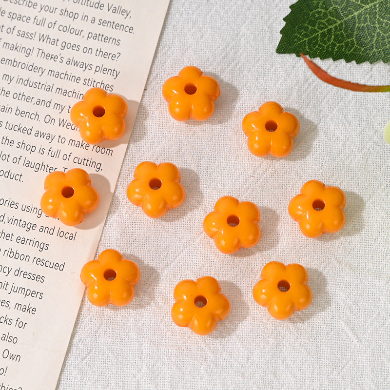 Wholesale 10pcs 14mm Macaron-colored Acrylic Flower Acrylic Beads