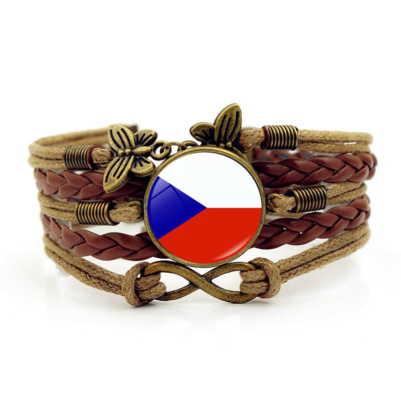 Pulsera de aleación trenzada de múltiples capas de piedra de piedra al por mayor