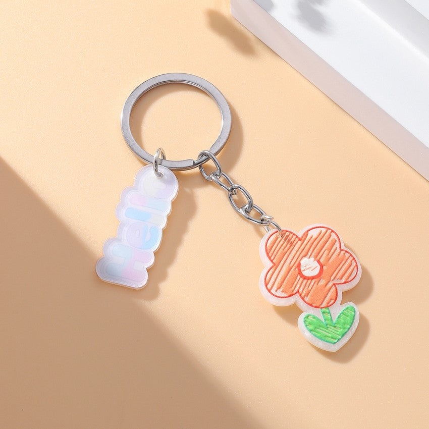 Wholesale Acrylic Orange Flower Keychain