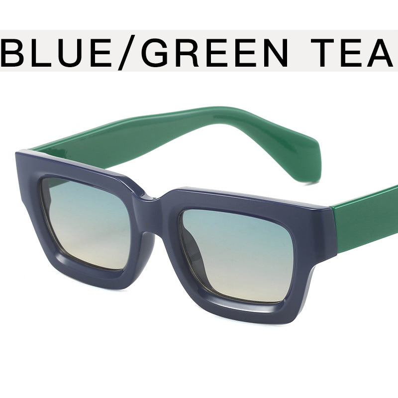 Wholesale Small Square Frame Concave Wide Leg PC Sunglasses