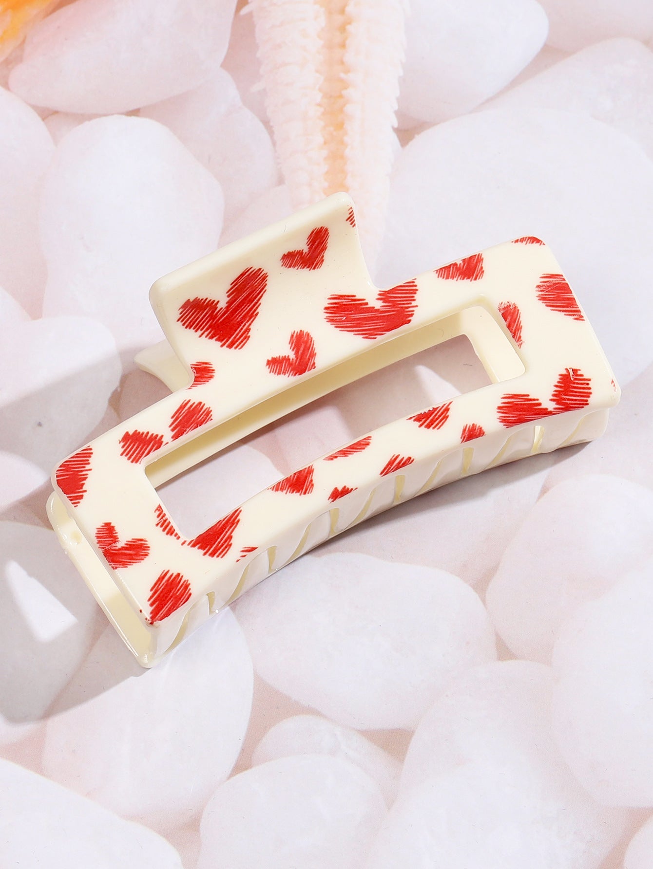 Wholesale  Printed Heart-Shaped Hair Clip  Large Shark Clip