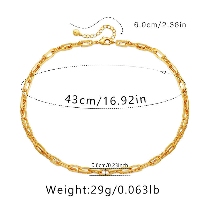 Wholesale Real Gold Electroplated Thick Chain Heavy Metal Style Necklace