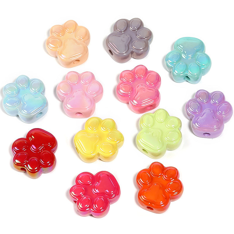 Wholesale 50pcs Acrylic Solid Color Cartoon Cat Claw Straight Hole Beads