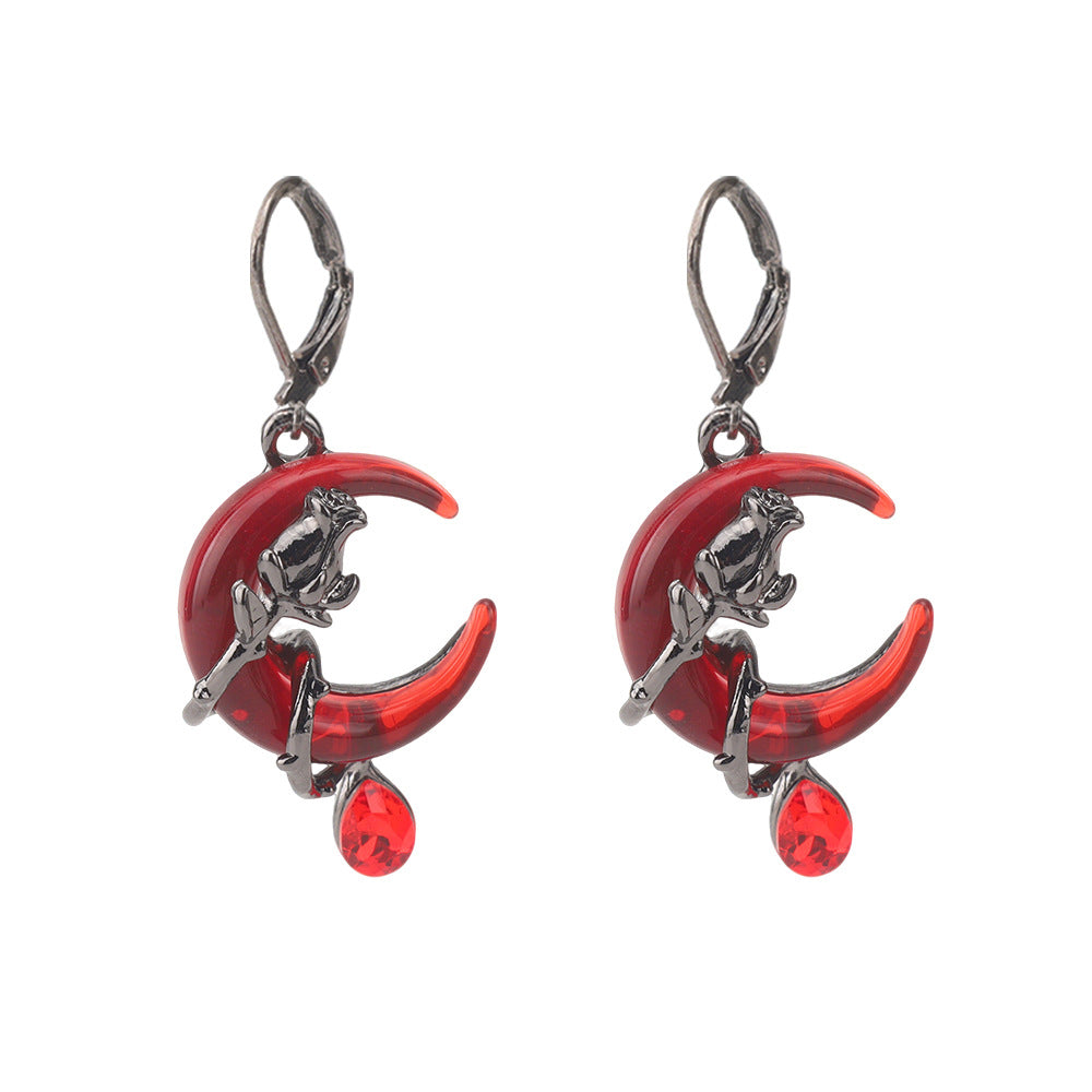 Wholesale Dark Gothic Red Love Cross Butterfly Earrings