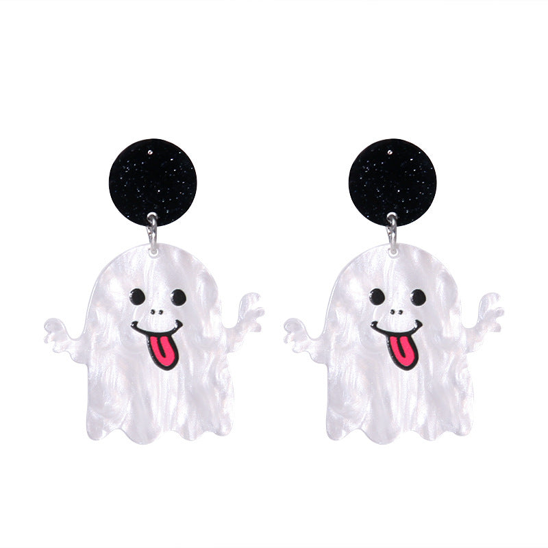 Wholesale  Acrylic Pumpkin Ghost Skull Drop Earrings For Women Party Wear Jewelry Accessory Gift Boutique Resale