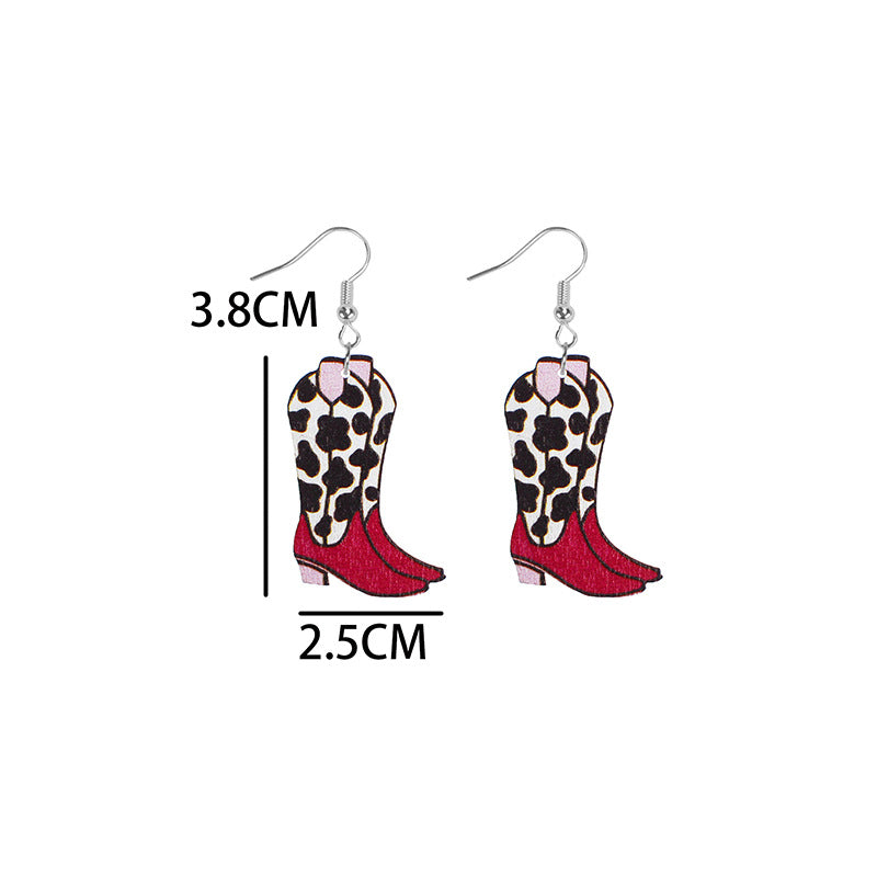 Wholesale Leopard Print Red  Earrings Exaggerated Personality Earrings