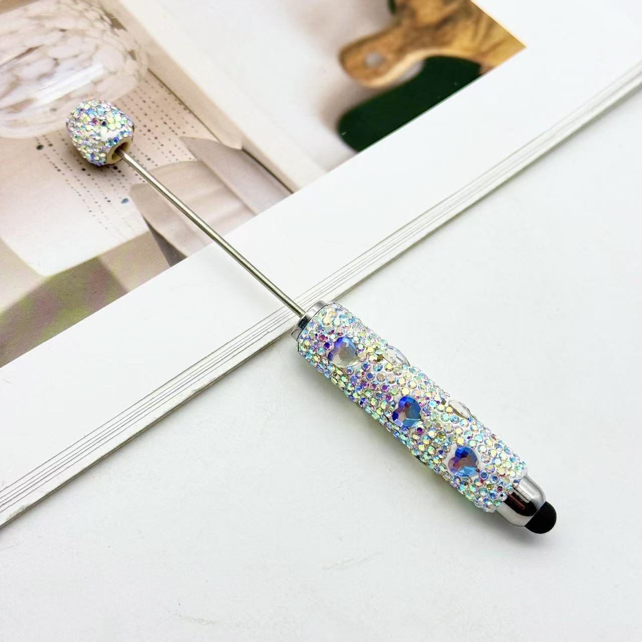 Wholesale 2pcs DIY Touchscreen Rhinestone Heart Beadable Pens