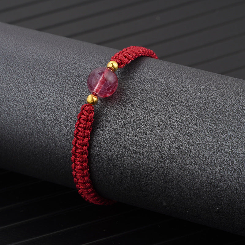 Wholesale Red Strawberry Crystal Braided Bracelet