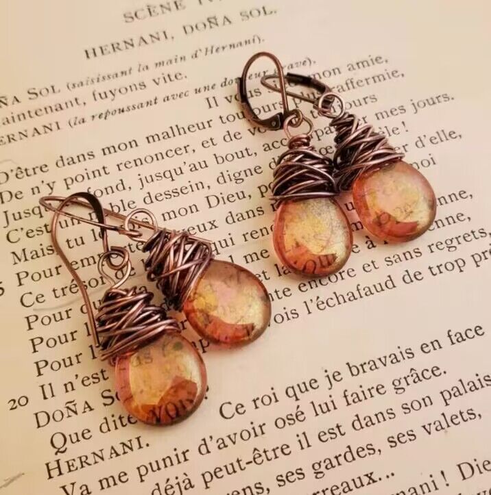 Wholesale Retro Style Purple Gemstone Bulb-Shaped Earrings