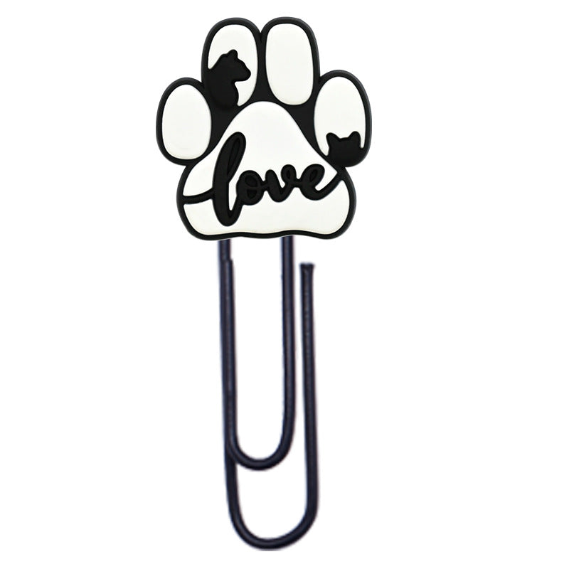 Wholesale Random 50pcs Cute colo  dog claw footprints paper clips metal bookmarks