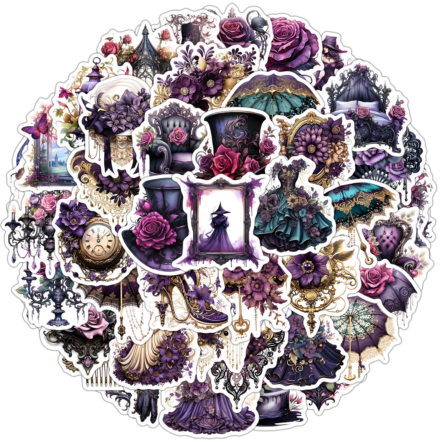 Wholesale  50 Gothic Watercolor Paper-Cut Graffiti Stickers Water Cup