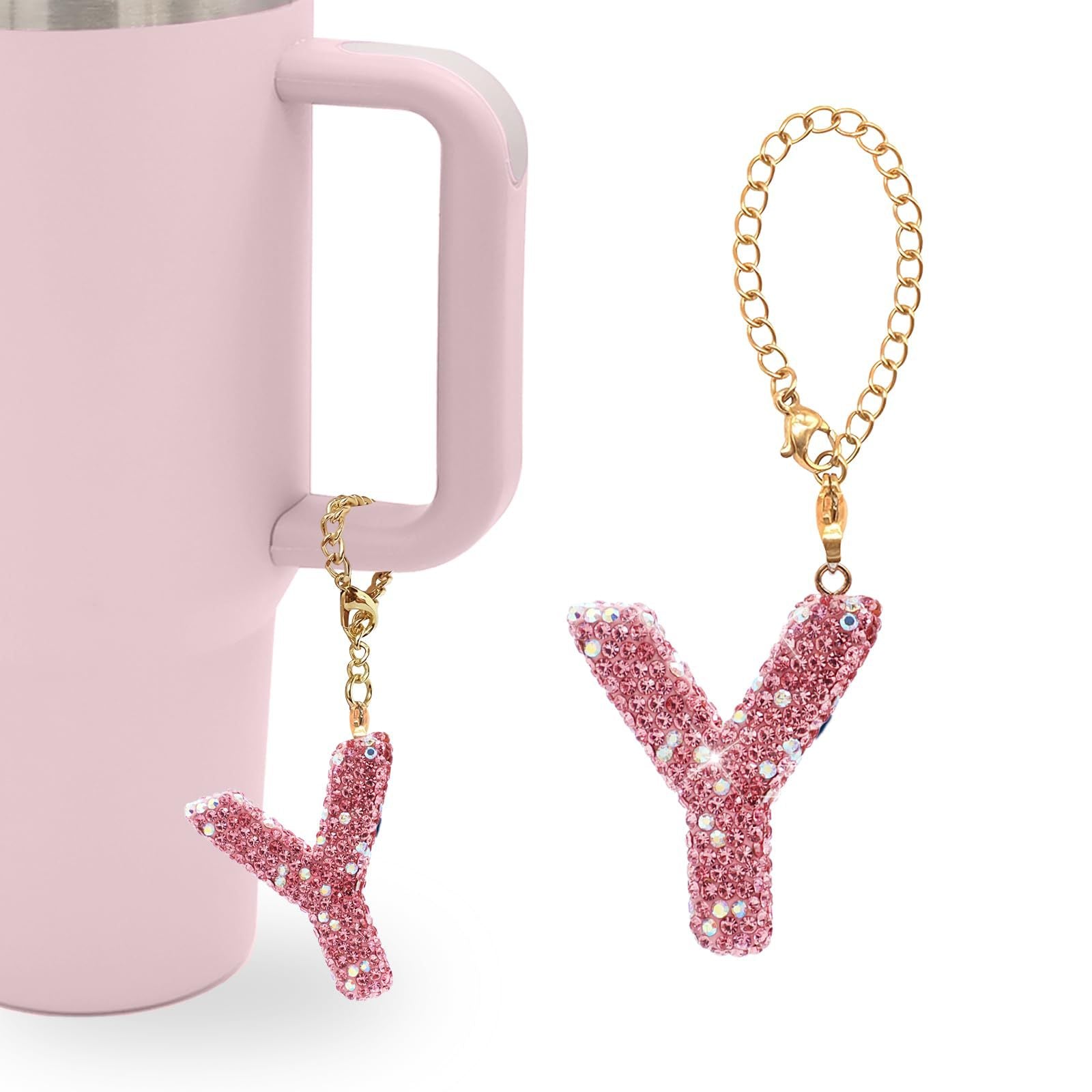 Wholesale Pink Diamond English Letter Water Cup Chain Pendant Cup Accessories