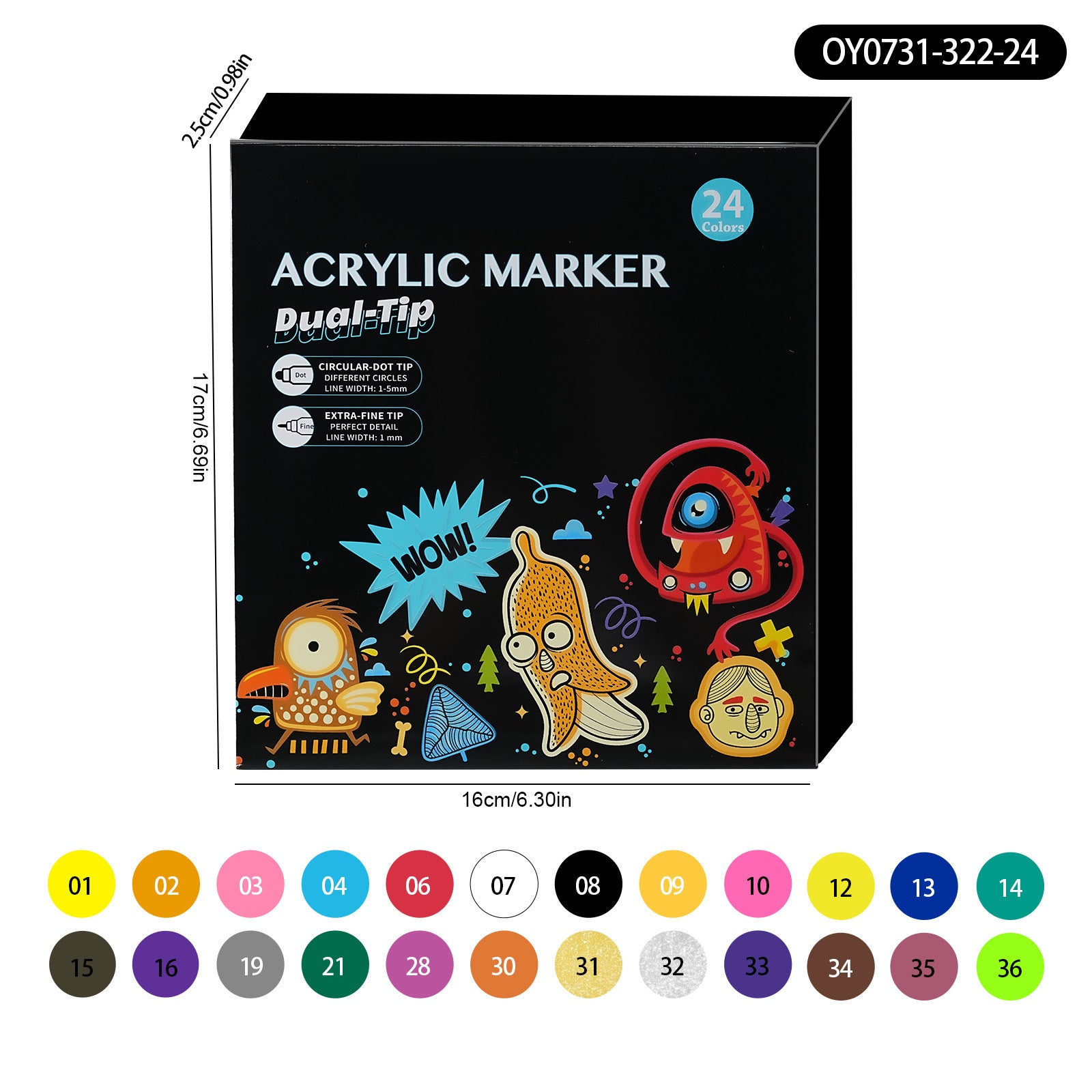 Wholesale Double-ended Polka-dot Acrylic Color Markers for Kids