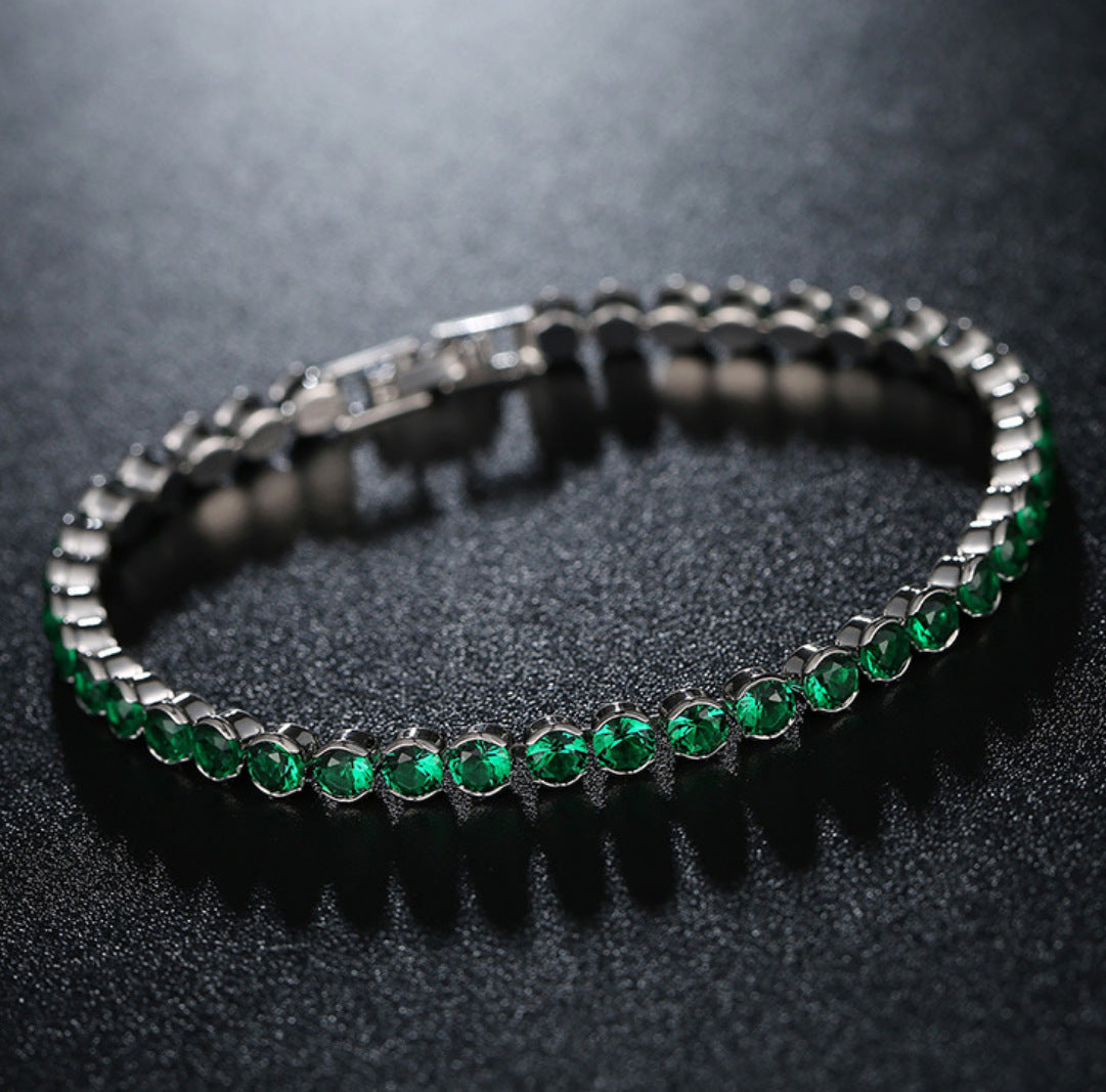 Wholesale Crystal Plating Real Gold AAA Zircon Diamond 4mm Bracelet