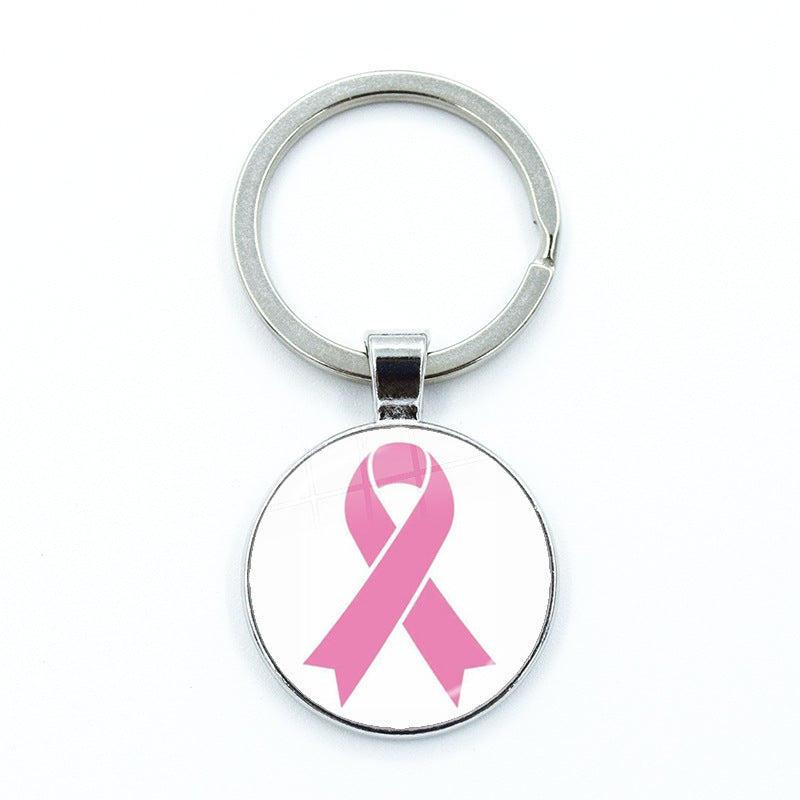 Wholesale Care Breast Cancer Vermicelli with Zinc Alloy Key Chain