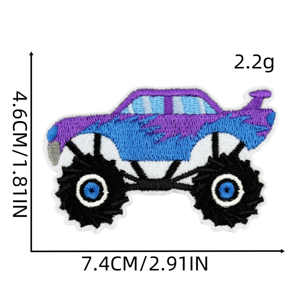 Wholesale Trendy Monster Truck Embroidered Patch Polyester Sew On Applique For Kids Clothing Bags And DIY Crafts