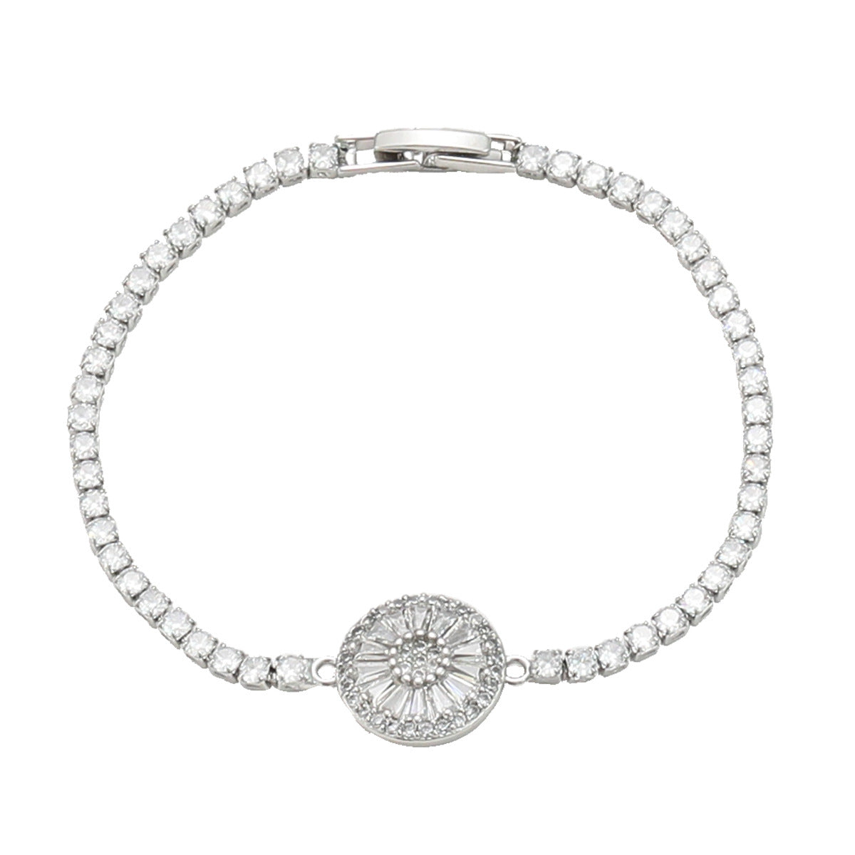 Wholesale Full Diamond Round Copper Bracelet