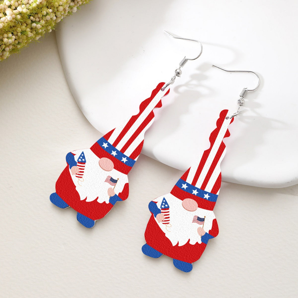 Wholesale Gnome Elf Stars and Stripes Leather Earrings