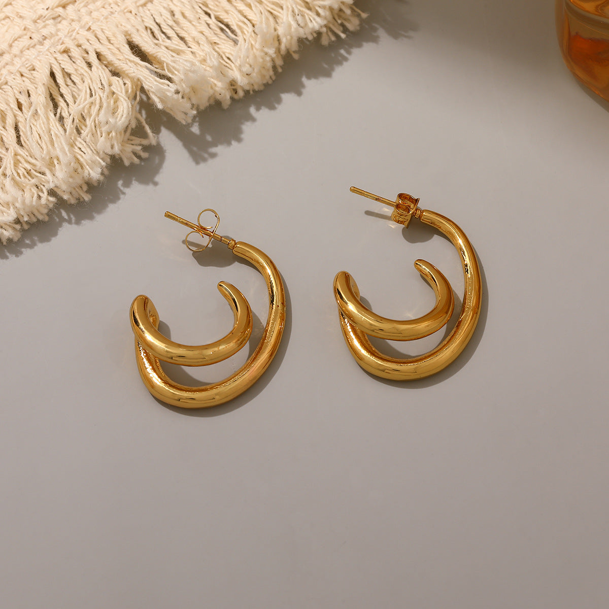 Wholesale Stainless steel gold heart gold earrings