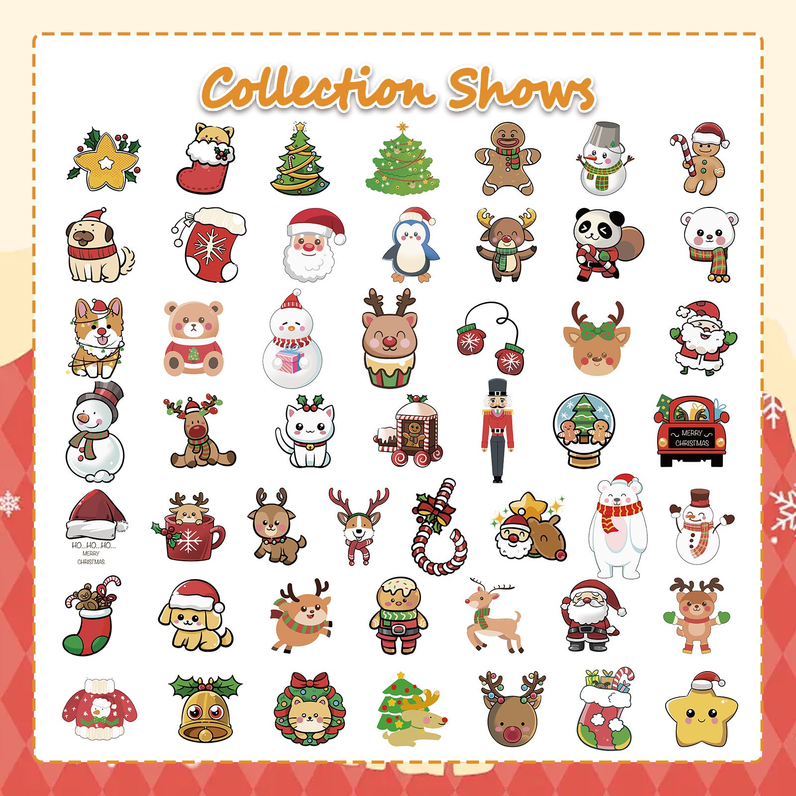 Wholesale 50pcs Cartoon Christmas Stickers