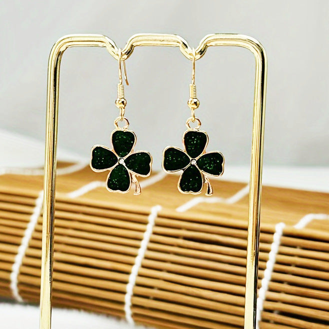 Wholesale St.  Patrick' s Day Four-Leaf Clover Earrings