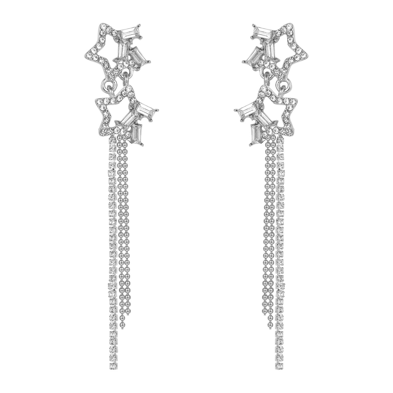 Wholesale Rhinestone Star Tassel Earrings