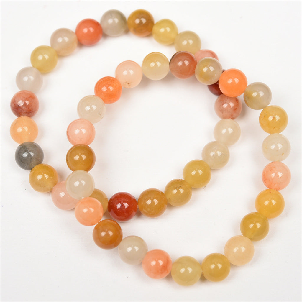 Wholesale Natural Gold Silk Jade Single Circle Round Bead Bracelet Bracelet