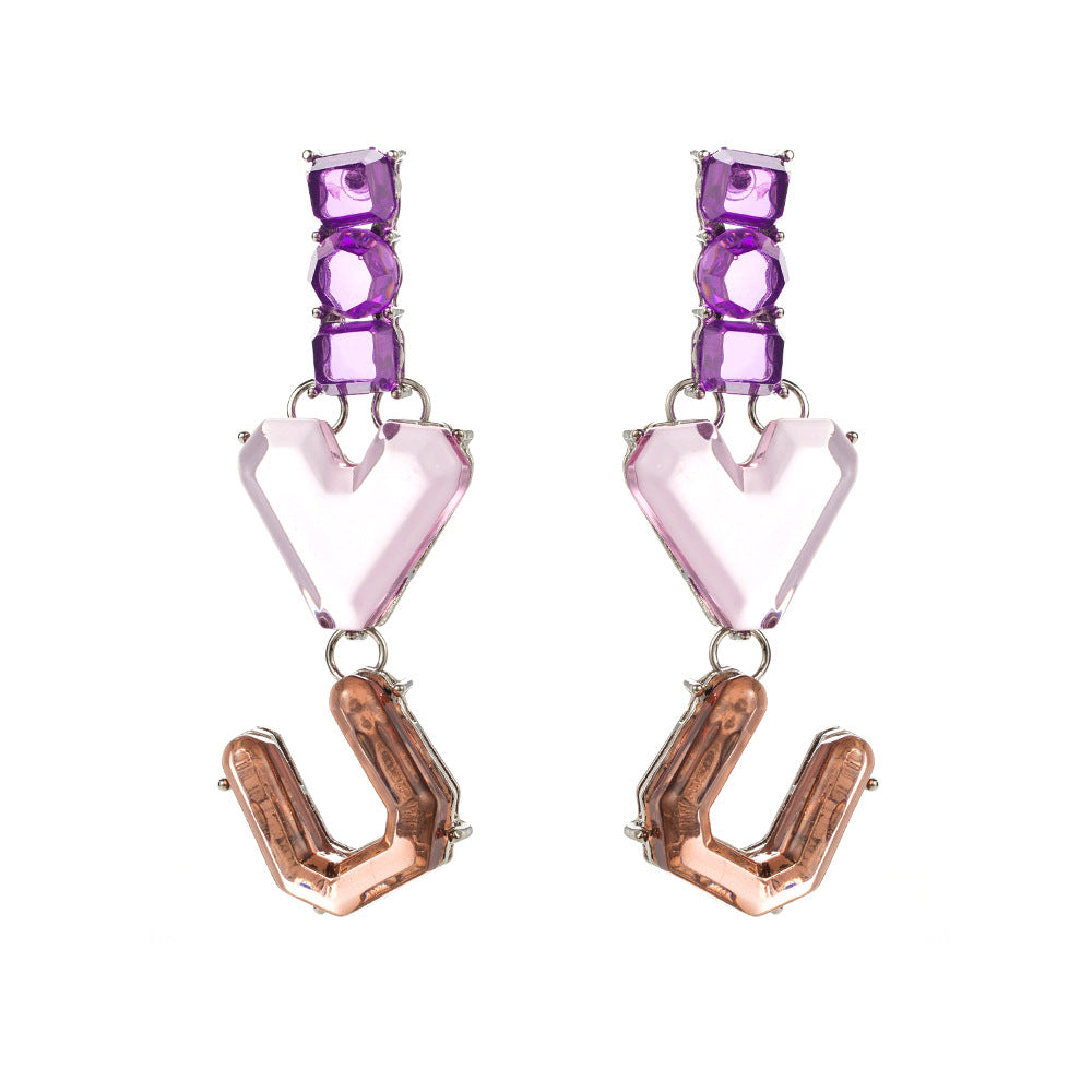 Wholesale Multi-layer Resin Letter Heart Earrings