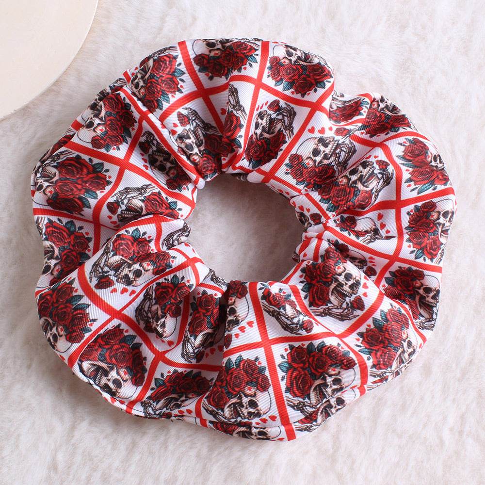 Wholesale Valentine' s Day  Floral Large Intestine Fabric Hair Scrunchies