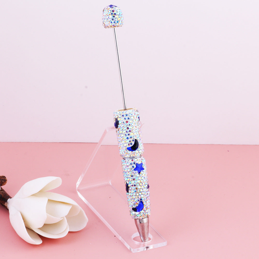 Wholesale  Live Hot Sale Colorful Star Star Moon Zircon Diamond Pen Ceramic Mud Full Diamond Beaded Pen DIY Beaded Accessories