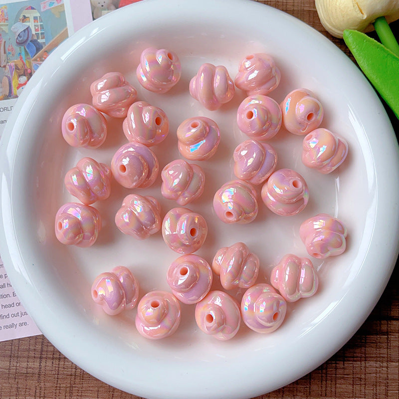 Wholesale 10pcs/pack  Solid color coated spiral bead   Acrylic Beads