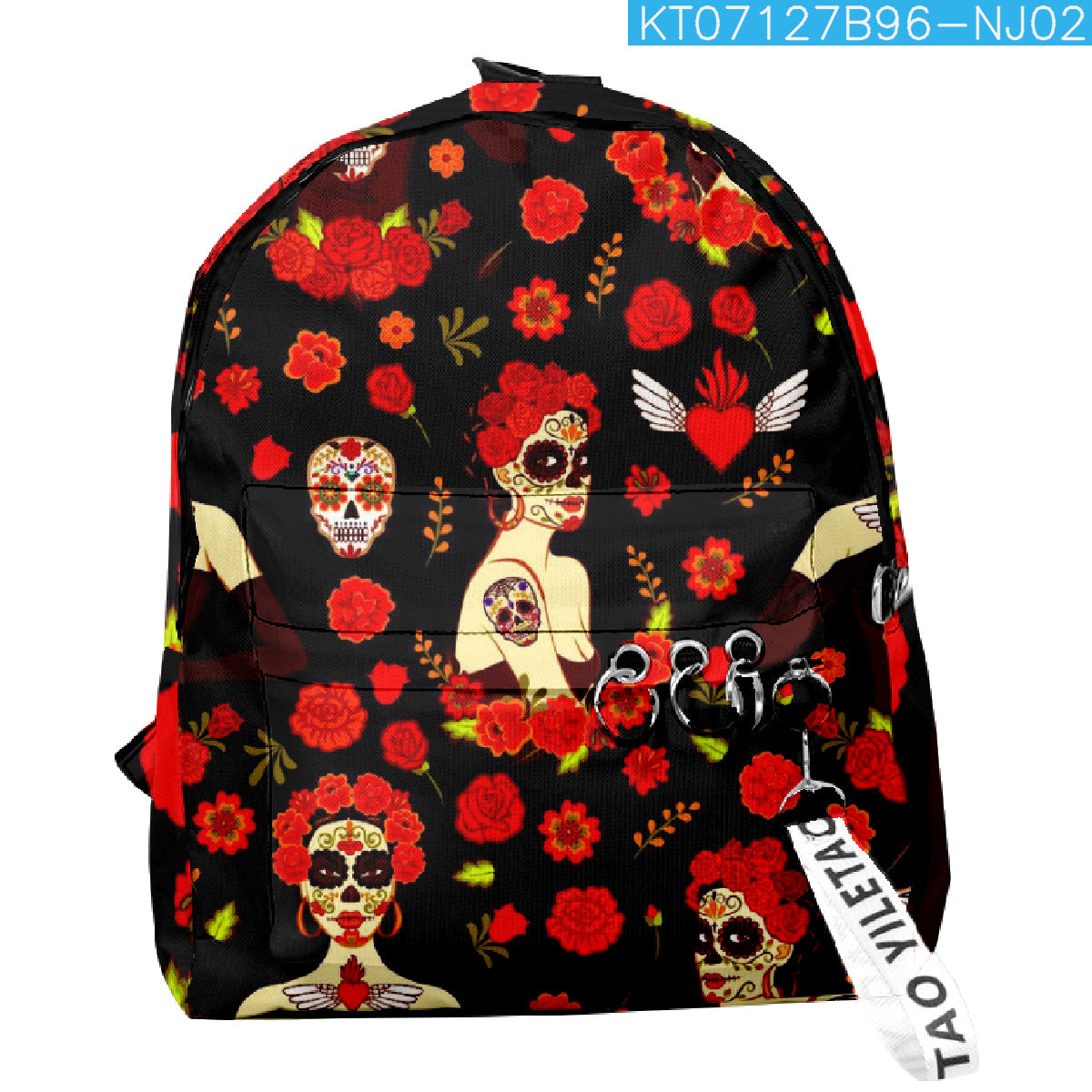Wholesale 2023 Summer New Flower Skull Oxford Backpack