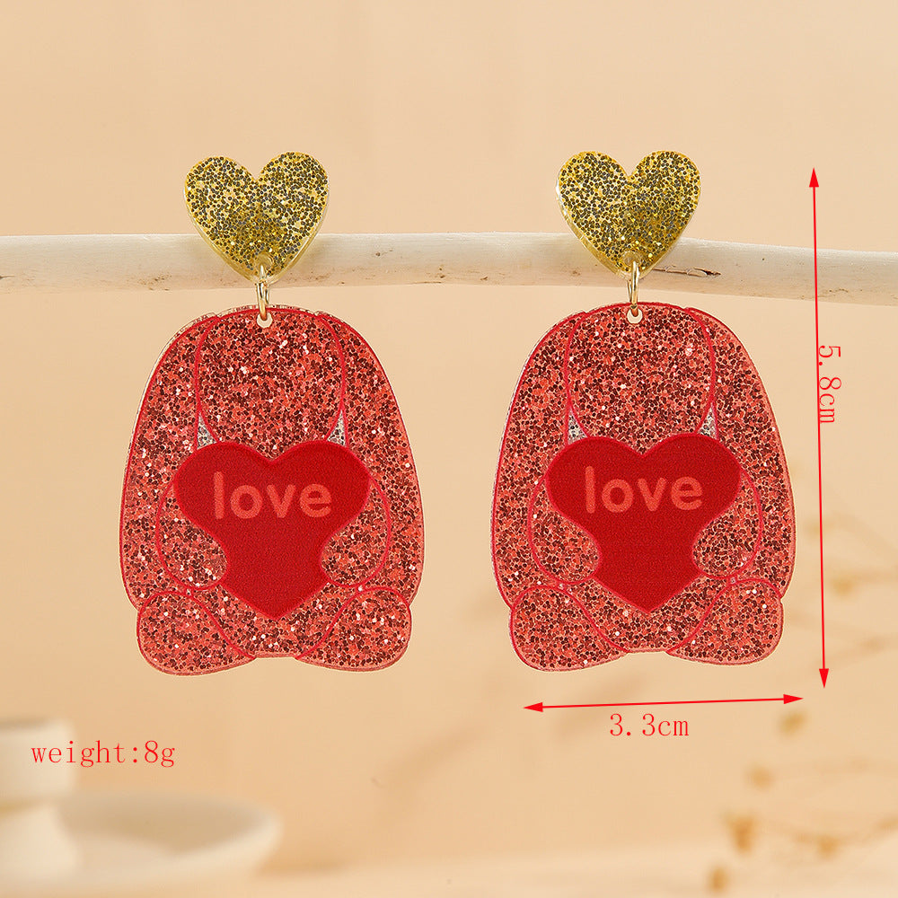 Wholesale Valentine' s Day Love Text Acrylic Earrings