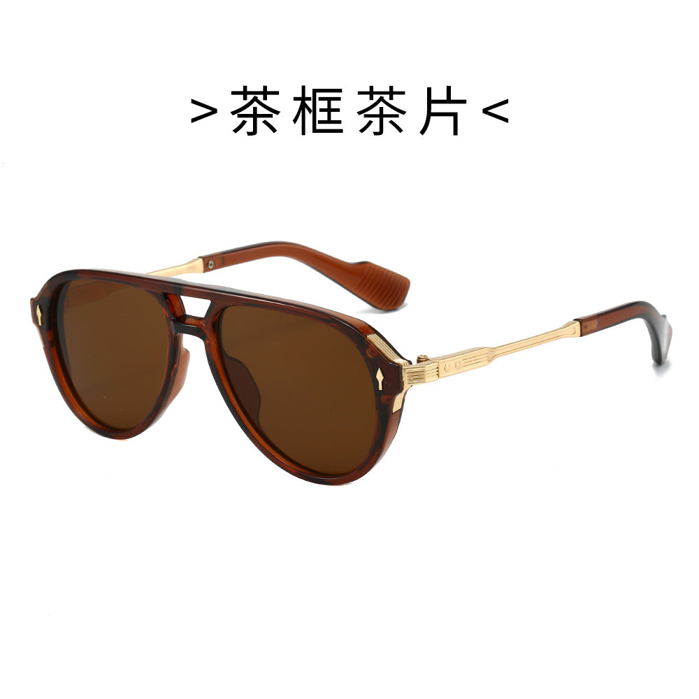 Wholesale Gold and plastic mixed double-beam toad sunglasses for men