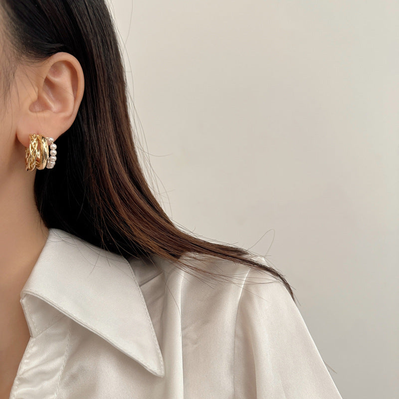 Wholesale Vintage Multi-layer Pearl Knot Earrings