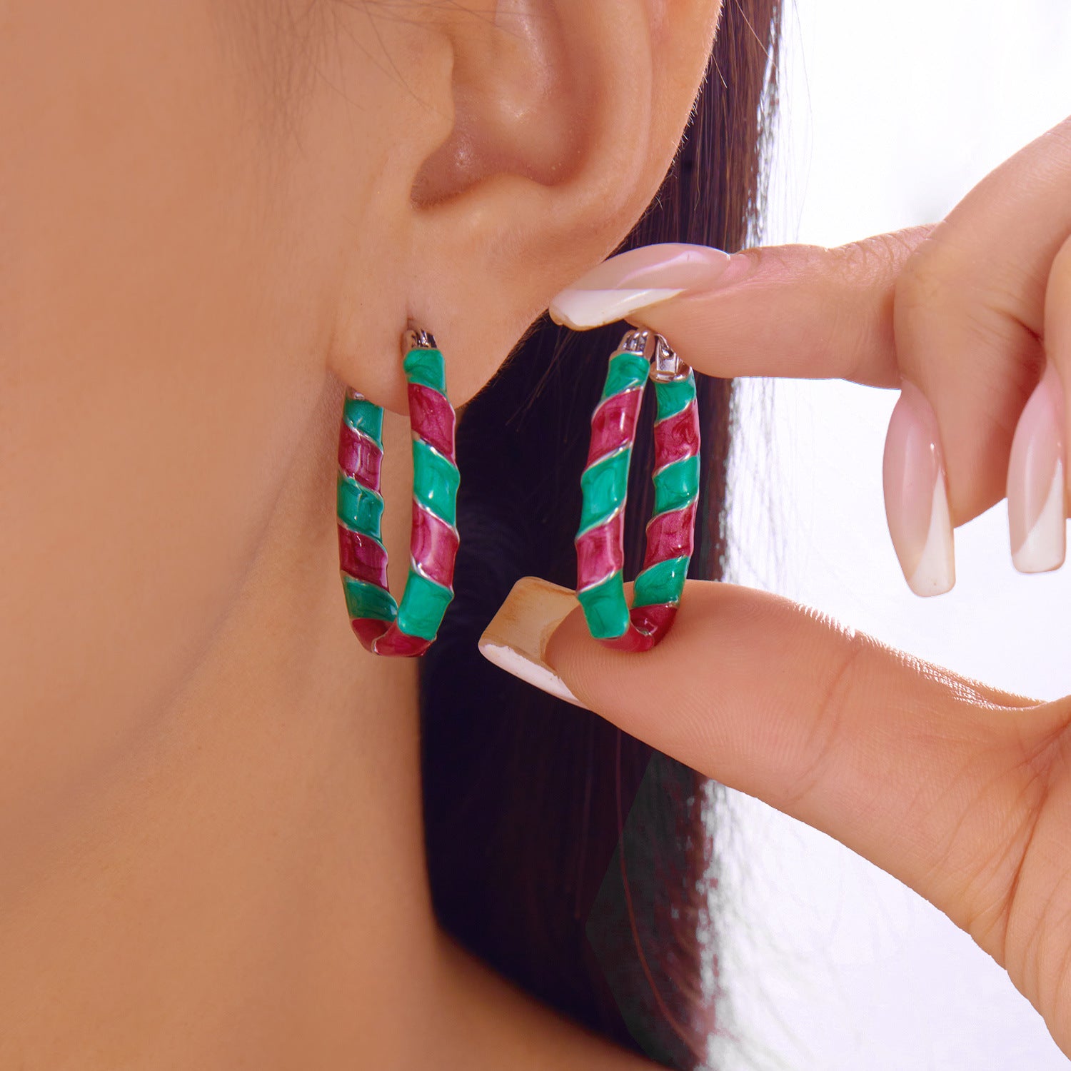 Wholesale Christmas Multicolor Twisted Earrings
