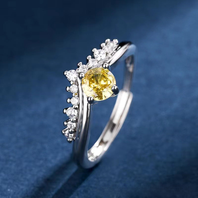 Wholesale S925 sterling silver platinum plated moissanite women's ring light luxury Princess Crown sweet Valentine's Day gift