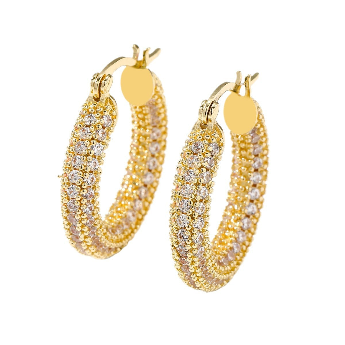 Wholesale  elegant simple fashion colorful circle earrings earrings micro inlaid zircon socialite style earrings