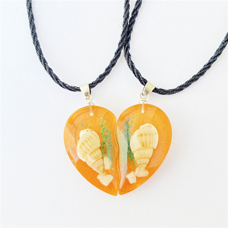 Wholesale 6pcs Creative Real Starfish Conch Pendant Necklace