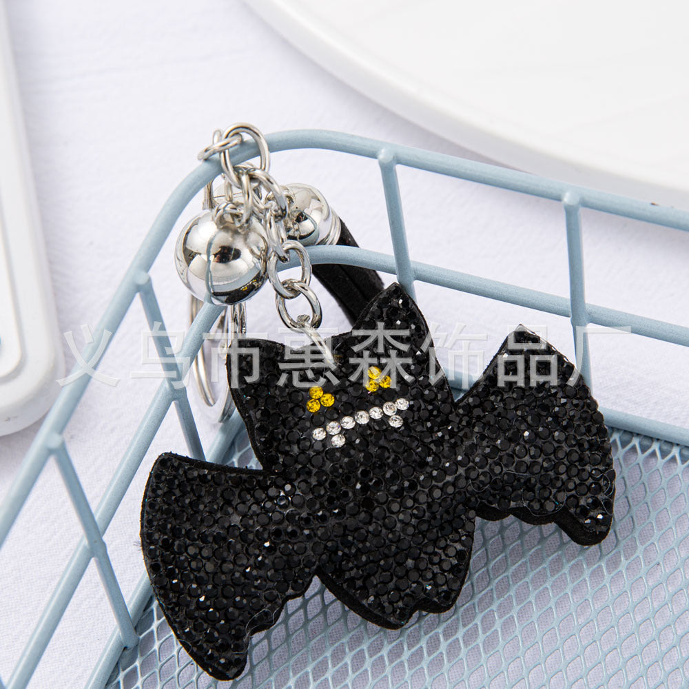 Wholesale 4pcs  Diamond studded bat Rhinestone Keychain
