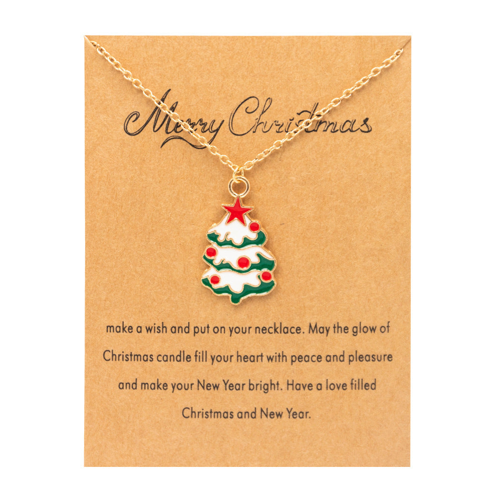 Wholesale Christmas Tree Pendant Card Necklace Clavicle Chain