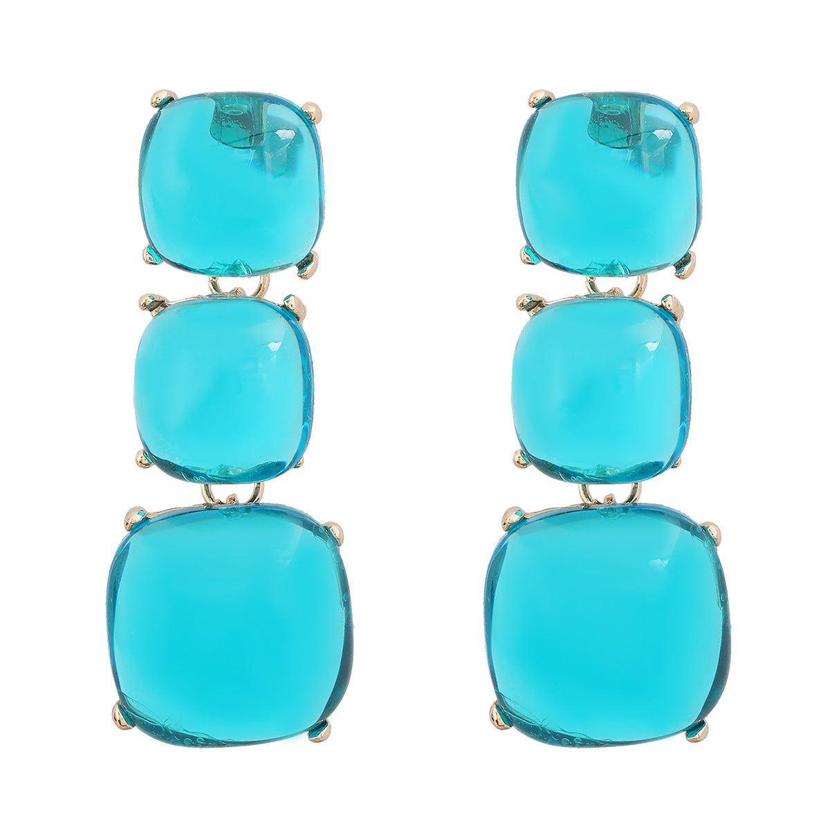 Wholesale Geometric Multi-layered Square Alloy Resin Earrings